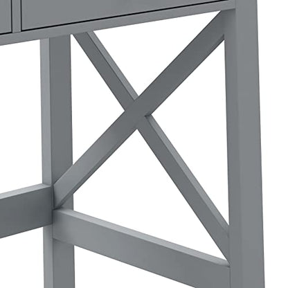 ChooChoo 40 Inches Farmhouse Computer Desk with 2 Drawers | Wooden Writing Desk, Study Desk for Home Office, Makeup Vanity, Grey - color: Grey, size: 40inch without Power Outlet