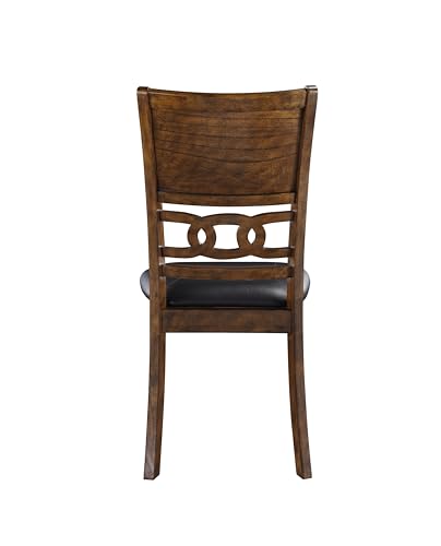 New Classic Furniture Gia Dining Chair (Set of Six), Black PU Upholstered Seat & Back Rest, Brown - color: Brown, size: Set of 6, style: Dining Chair