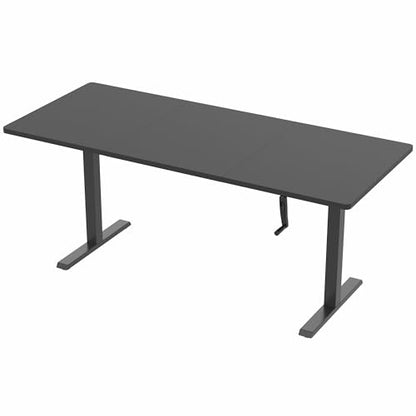 VIVO Manual Height Adjustable 71 x 30 inch Stand Up Desk, Black Table Top, Black Frame, Standing Workstation with Foldable Handle, DESK-KIT-MB7B - color: Black Top / Black Frame, size: 71" x 30"