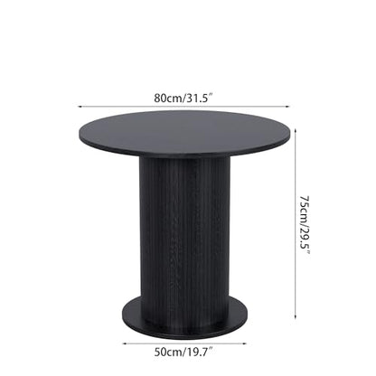 31.5 inch Round Dining Table for 2, Modern Farmhouse Kitchen Table, Small Circle Dining Tables with Wood Strip Base for Kitchen Living Room (Black) - color: Black