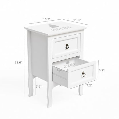 Bonnlo White Nightstand, Tool-Free Setup Night Stand, 2 Drawer Bedside Table for Bedroom, Easy & Quick Install Small Nightstands, Girls Nightstand for Bedroom, Side Table, End Table for Small Spaces - color: White & Tool-free Setup