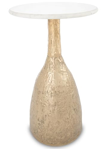 OBJET D'ART Tronc Small Round Gold End Table, 22" H | Vintage Metal Accent, Side Table, Pedestal, Cocktail, Drink Table, Living Room, Small Spaces, Modern Look, Quality Build - style: Tronc