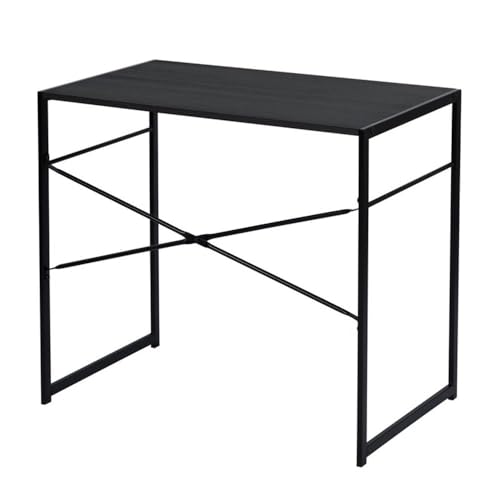 Pemberly Row Compact Industrial Computer Desk, Black Finish, Modern Minimalist Style, Durable Metal Frame and MDF Board, Spacious Work Surface, Ideal for Home Office, Study, or Small Spaces
