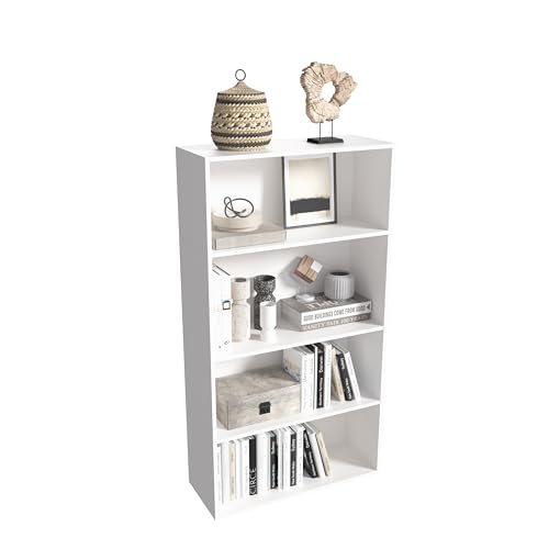 Wooden 4 Tier Book Shelf，4 Cube Storage Organizer, 44 Inch Versatile Cubes Shelf and Cubby Unit for Any Space (White, 4 Cube-W(23.6inch) - color: White, size: 4 Cube