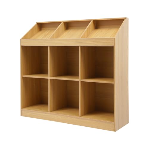 10 Cube Bookcase, 2-Tier Solid Wood Storage Organizer, Floor Standing Display Cabinet Bookshelf with Back Panels, Open Shelf for Bedroom, Living Room, Office 59"W X 11.8"D X 23.6"H (Wood)