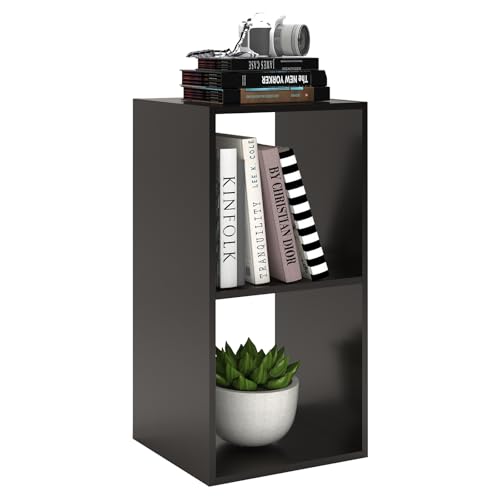 CTESNE【2026 2 Cube Shelf with Anti-Tipping Kits + Reversible Open Back Bookcase, Multi Layer and Multi Grid partition Layout (Chocolate 11in) - color: Chocolate, size: 2 Cube 11in