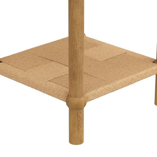 Nathan James River Modern Coastal Side Table with Solid Wood Legs and Seagrass Storage Shelf, Light Brown Set of 2 - color: Light Brown/Seagrass, size: Set of 2