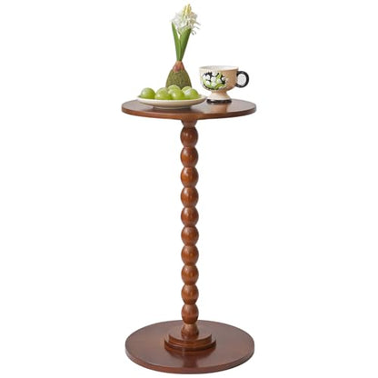 Aibiju Round Side Table, Solid Wood End Table, Small Drink Table Sofa End Table, Bedroom Small Corner Table, Sturdy Weight-Bearing Design Brown YD-RST001H - color: Brown