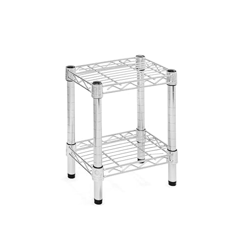 Shelving Inc. 8" d x 12" w Chrome Wire Shelving with 2 Tier Shelves, Weight Capacity 800lbs Per Shelf - size: 8" d x 12" w x 14" h
