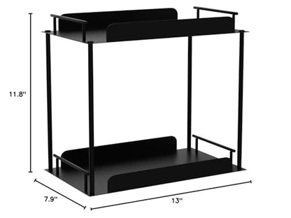 2-Tier Standing Rack Countertop Storage Shelf, Organizer Holder - color: Black
