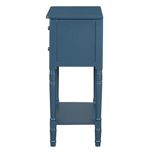 LUMISOL Narrow Console Table with Storage Drawers for Entryway, Small Sofa Table with Bottom Shelf for Hallway Foyer, Navy - color: Navy