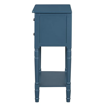 LUMISOL Narrow Console Table with Storage Drawers for Entryway, Small Sofa Table with Bottom Shelf for Hallway Foyer, Navy - color: Navy