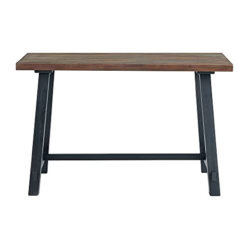 Alaterre Furniture Adam 48 in. Solid Pine Wood Desk, Rustic Industrial Style with Distressed Black Sawhorse Legs, Natural Wood Finish, Home Office Workstation, 48 in. W x 23 in. D x 30 in. H - size: 48"W