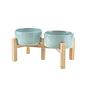 SPUNKYJUNKY Elevated Dog Bowls Ceramic, 6.1'' Dogs and Cat Food Water Bowls Raised with Non-Slip Bamboo Stand for Medium Sized Breed Microwave Dishwasher Safe - 28.7 OZ,Light Green - color: Light Green, size: 6.1 in - 3.6 cups