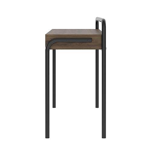 Techni Mobili Modern Office Desk with Storage - 46 Inch Classic Writing Table with 2 Open Shelves for Easy Access - Industrial Walnut Desk with Scratch Resistant Steel Frame Allure Collection | 46 Inch modern writing desk with 2 open shelves, scratch‑resi