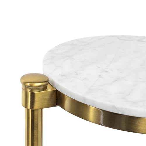 TEHOME Gold Marble Drink Table Metal Martini Round Small Drink Side Table for Couch Marble C Shaped End Table for Sofa 10" diam,24.55" h - color: Gold With Marble Top