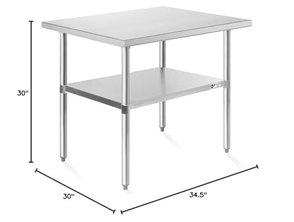 KUTLER Stainless Steel Table 30 x 48 Inches, NSF Heavy Duty Commercial Kitchen Prep and Work Table with Undershelf for Restaurant, Hotel, Home - size: 30" x 48"