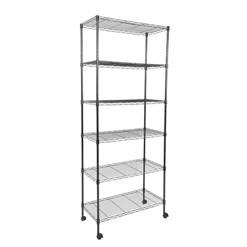 Whitmor 6 Tier Storage Shelves, Heavy Duty with Wheels, 400 lbs Capacity per Shelf, Max 2400 lbs Total, Adjustable Storage Units for Garage, Laundry, Plant, 30" L x 14" W x 70" H, Black - color: Black, size: 6-TIER,30" L x 14" W x 70" H