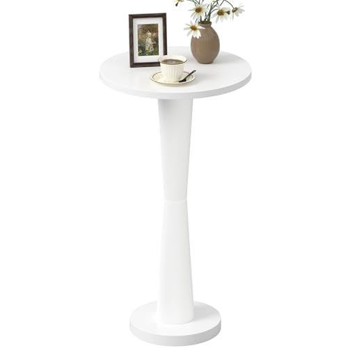 LAATOOREE Small Round Side Table, Wood Pedestal Drink Table, Accent Coffee End Table with Solid Wood Leg for Small Space, Living Room, Bedroom, Corner (1, White) - color: White, size: 11.8"D x 11.8"W x 25.24"H