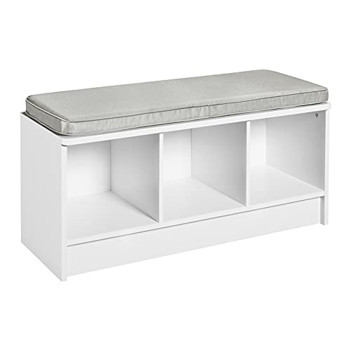 ClosetMaid 1631 Cubeicals 3-Cube Storage Bench, White with Gray Cushion - color: White With Gray Cushion