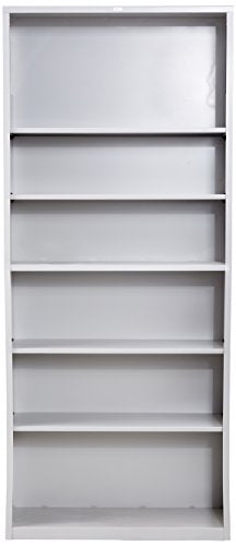 HON Brigade Metal Bookcase - Bookcase with Six Shelves, 34-1/2w by 12-5/8d by 81-1/8h, Light Gray (HS82ABC) - color: Light Gray, size: 6 Shelves