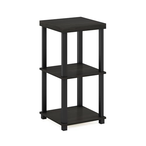 Furinno Turn-N-Tube Side Table, 3-Tier Thick Tabletop End Table with Open Shelf, Toolless Assembly Night Stand, Bedside Table, for Living Room, Bedroom, Espresso - color: Espresso/Black, size: 3-Tier, Thick Table Top, style: 1-Pack
