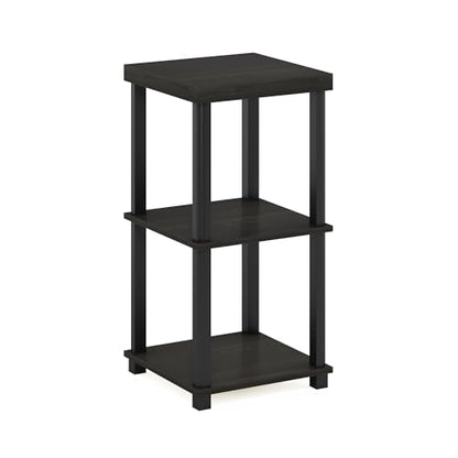 Furinno Turn-N-Tube Side Table, 3-Tier Thick Tabletop End Table with Open Shelf, Toolless Assembly Night Stand, Bedside Table, for Living Room, Bedroom, Espresso - color: Espresso/Black, size: 3-Tier, Thick Table Top, style: 1-Pack