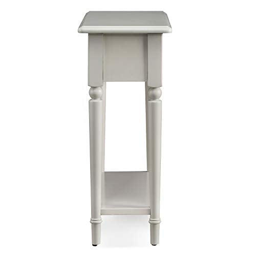 Leick Home Coastal End Table, Solid Wood, 1 Drawer, Bottom Display Shelf, Easy-Assembly, For Living Room/Bedroom, Greige, 23.5 in. L x 10.0 in. W x 24.0 in. H, 20017-GR - color: Greige