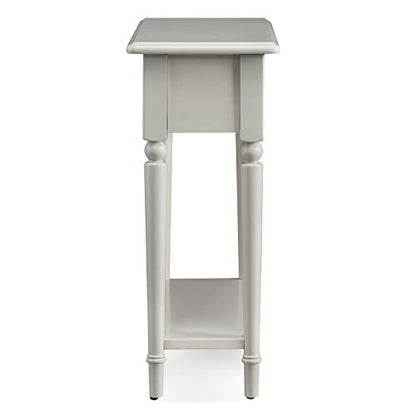 Leick Home Coastal End Table, Solid Wood, 1 Drawer, Bottom Display Shelf, Easy-Assembly, For Living Room/Bedroom, Greige, 23.5 in. L x 10.0 in. W x 24.0 in. H, 20017-GR - color: Greige