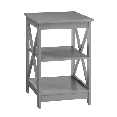 Convenience Concepts Oxford End Table 15.75" - Modern Living Room Table with Storage Shelves, Transitional Nightstand Side Table for Home Decor and Display, Gray - color: Grey