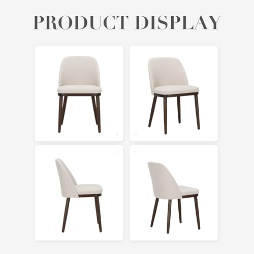 COLAMY Upholstered Dining Chairs Set of 6, Modern Kitchen Chairs with Back, Fabric Side Chair with Wood Legs for Dining Room Kitchen Restaurant, Beige - color: Beige, size: Set of 6