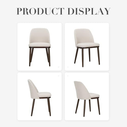 COLAMY Upholstered Dining Chairs Set of 6, Modern Kitchen Chairs with Back, Fabric Side Chair with Wood Legs for Dining Room Kitchen Restaurant, Beige - color: Beige, size: Set of 6