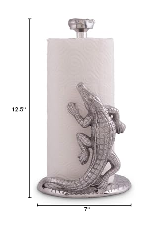 Arthur Court Alligator Paper Towel Holder Aluminum Metal 12.5 inch Stylish Kitchen Decor - size: 12.5 x 7 inches