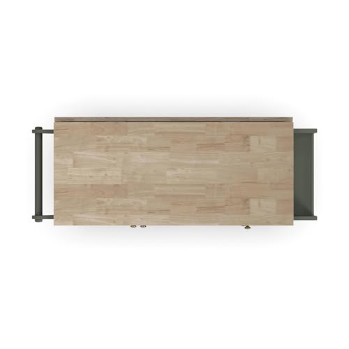 Homestyles Mobile Kitchen Island Cart with Wood Top and Dropleaf Breakfast Bar, 18" D x 53.5" W x 36" H, Green - color: Green