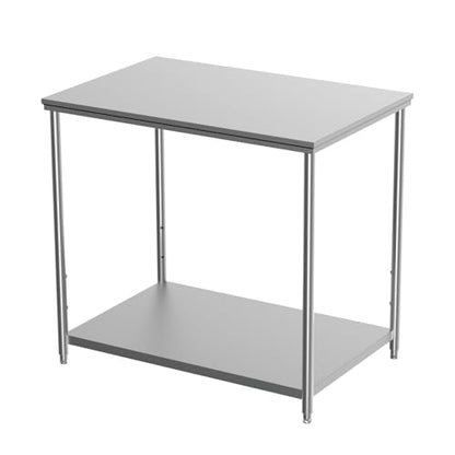 Stainless Steel Prep Table 36x24x33.5 Inch, Commercial Work Table Heavy Duty with Adjustable Undershelf, Multipurpose Workstation for Restaurant Kitchen, Bakery, Home Garage & Outdoor - size: 36x24x33.5 Inch