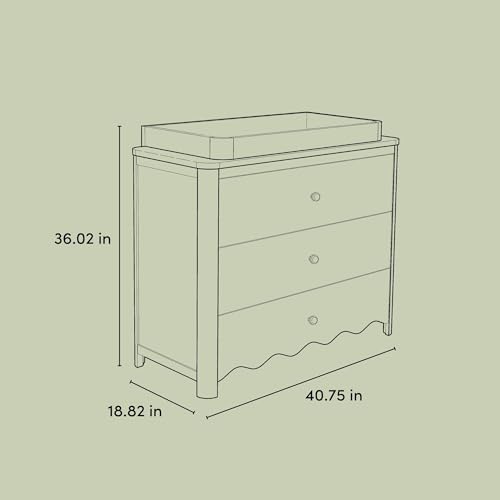 Storkcraft Casablanca 3 Drawer Chest with Changing Topper, Frosted Oat | GREENGUARD Gold Certified Wood Dresser for Nursery & Kids Bedroom, Safety Interlocking Drawer System, Removable Topper - color: Frosted Oat, style: 3 Drawer Dresser