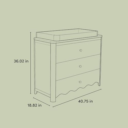Storkcraft Casablanca 3 Drawer Chest with Changing Topper, Frosted Oat | GREENGUARD Gold Certified Wood Dresser for Nursery & Kids Bedroom, Safety Interlocking Drawer System, Removable Topper - color: Frosted Oat, style: 3 Drawer Dresser