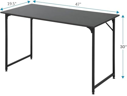 Dkelincs 47 Inch Computer Desk Home Office Desk Gaming Writing Desk Modern Simple Style Study Work Table with Metal Frame, Large Legroom, Adjustable Feet, Water-Resistant, Black - color: Black, size: 47 Inch