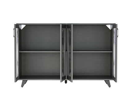 Panana Kitchen Buffet Server Table Accent Sideboard Cupboard Server Buffet Console Table with Doors Cabinet (49inch, Black) - color: Black, size: 49inch