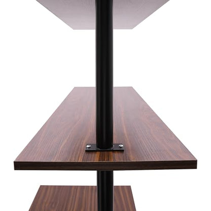 2-Shelf Industrial Wall Mount Ladder，Wall Mount Computer Desk Writing Desk,Industrial Bookcase Desk with Shelves，Floating Desk with Storage, Wall Table for Home Office, Brown (47.2"×20"×79") - color: Black/ Brown (47"w)