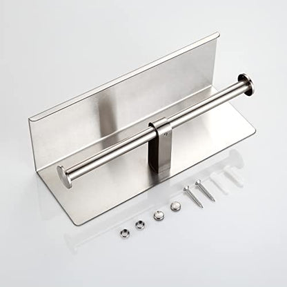 Double Toilet Paper Holder with Shelf Brushed Nickel Toilet Paper Holder Wall Mounted - color: Brushed Nickel