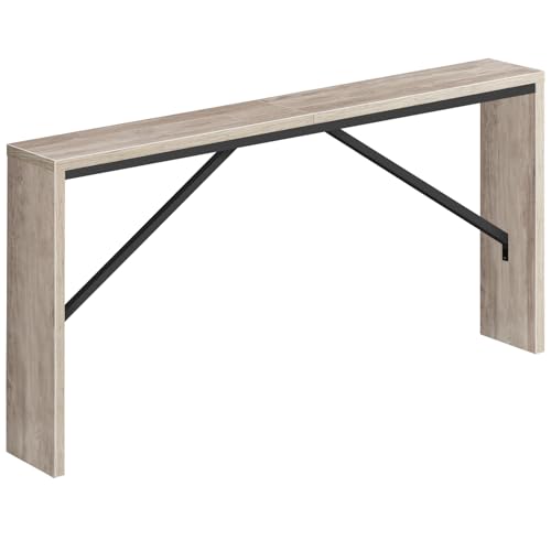 MAHANCRIS Console Table, 62.2" Long Sofa Table Behind Couch, Narrow Entryway Table, Farmhouse Dining Table with Angled Metal Frame, Industrial Console Table for Entryway, Greige CTHG15801 - color: Greige, size: 62.2"L x 9.1"W x 31.5"H