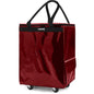 Reusable Grocery Bag Tote Bag with Wheels, Foldable Rolling Tote Bag with 3 Handles and Zipper - color: Red, size: Medium