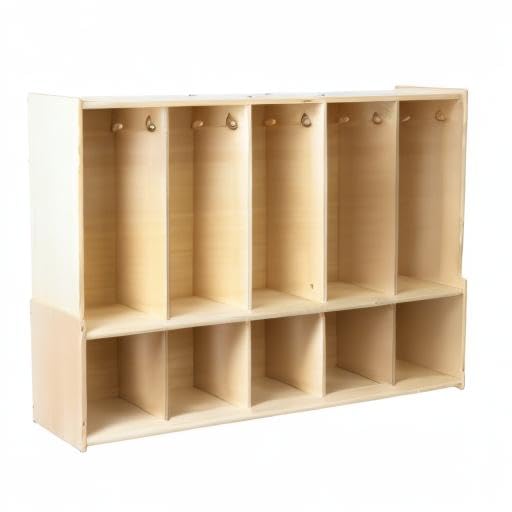 Montessori 5-Section Coat Locker with Bench & Cubby Storage, 100% Birch Plywood Backpack & Cubby Unit with Hooks for Classroom, Day Care, Preschool, Kindergarten