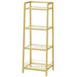 HOOBRO Gold Glass Shelf Stand, 4 Tier Standing Shelf Unit, Bathroom Organizer and Storage, Floor Storage Shelves Waterproof, for Bathroom, Laundry, Toilet, Tempered Glass, Gold GD79CJ01 - size: 15" L x 11.8" W x 42.1" H