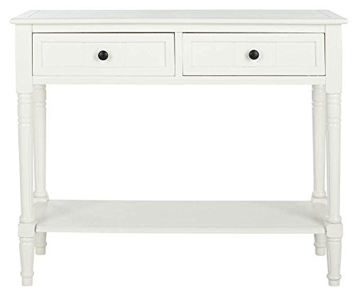 SAFAVIEH Furniture - Samantha 2-Drawer Console Table - Distressed Cream - Solid Wood - Classic Storage Design - Ideal for Entryway, Living Room, Hallway, 35.8"W x 13.8"D x 29.5"H (AMH5710C) - color: Distressed Cream