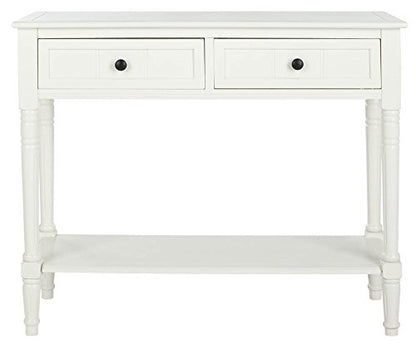 SAFAVIEH Furniture - Samantha 2-Drawer Console Table - Distressed Cream - Solid Wood - Classic Storage Design - Ideal for Entryway, Living Room, Hallway, 35.8"W x 13.8"D x 29.5"H (AMH5710C) - color: Distressed Cream