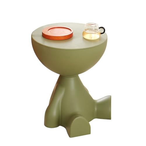 Side Table, Circle Coffee Table, Nightstand, Small End Table Accent Living Room Bedroom Balcony Office, Bedside Home Decor for Living Room, Bedroom, Small Spaces, Easy Assembly (Green) - color: Green