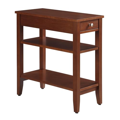 Convenience Concepts American Heritage Chairside End Table with Drawer 23.5" - Classic Living Room Table with Storage Shelf, Bedroom Nightstand, Cherry - color: Cherry