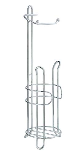 SunnyPoint Freestanding Toilet Paper Holder with Storage – Holds 3 Spare Rolls, Heavy-Duty Steel, Chrome Finish, Easy Assembly, Space-Saving Bathroom Organizer - color: Chrome